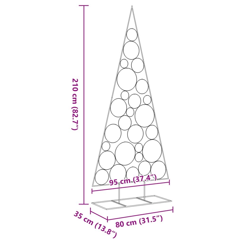 vidaXL Metalowa choinka świąteczna, do dekoracji, czarna, 210 cm
