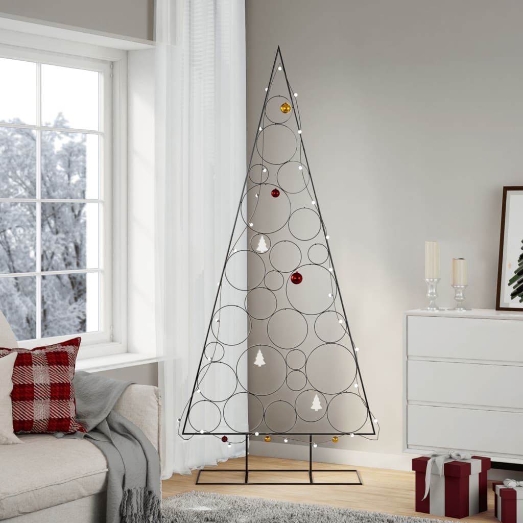 vidaXL Metalowa choinka świąteczna, do dekoracji, czarna, 210 cm