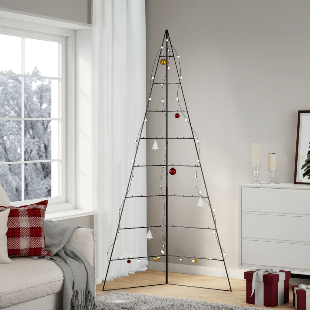 vidaXL Metalowa choinka świąteczna, do dekoracji, czarna, 210 cm