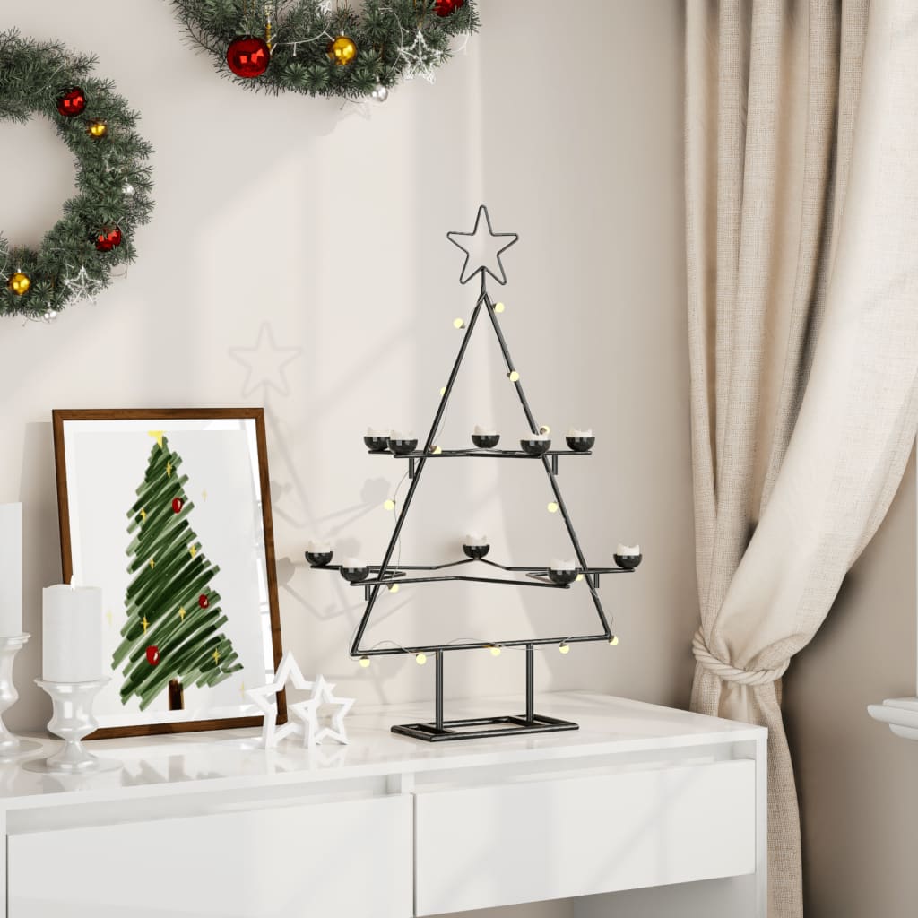 vidaXL Metalowa choinka świąteczna, do dekoracji, czarna, 75 cm