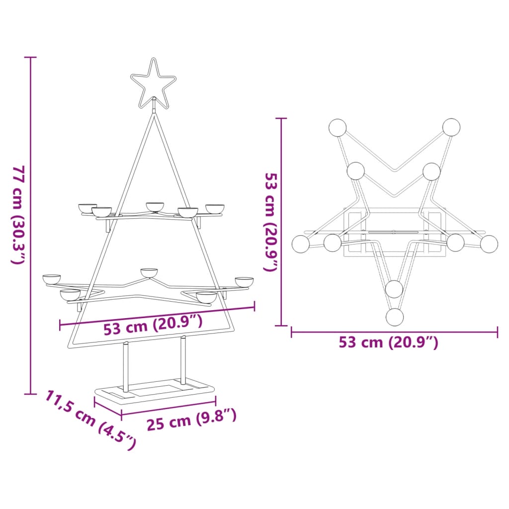 vidaXL Metalowa choinka świąteczna, do dekoracji, czarna, 75 cm