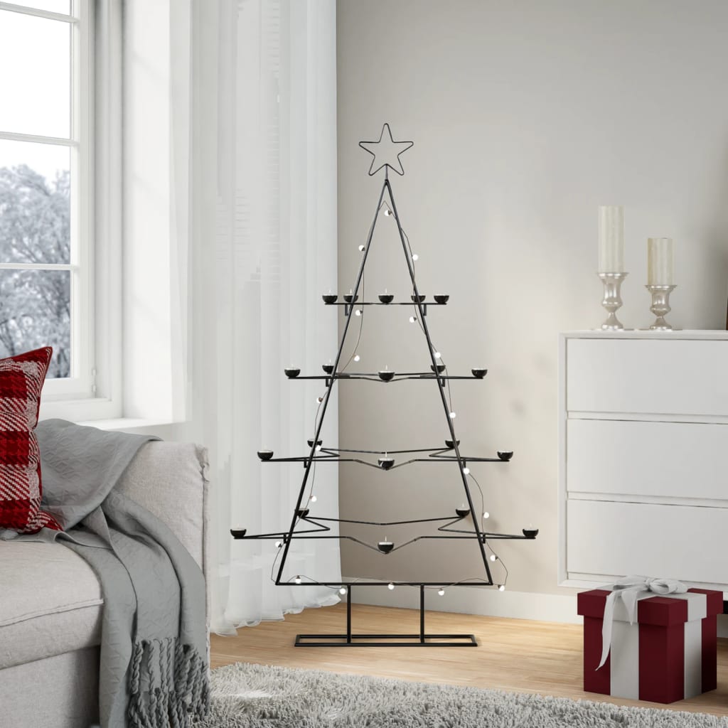vidaXL Metalowa choinka świąteczna, do dekoracji, czarna, 140 cm
