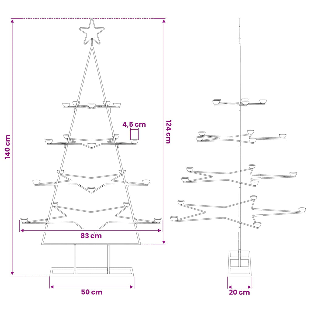 vidaXL Metalowa choinka świąteczna, do dekoracji, czarna, 140 cm