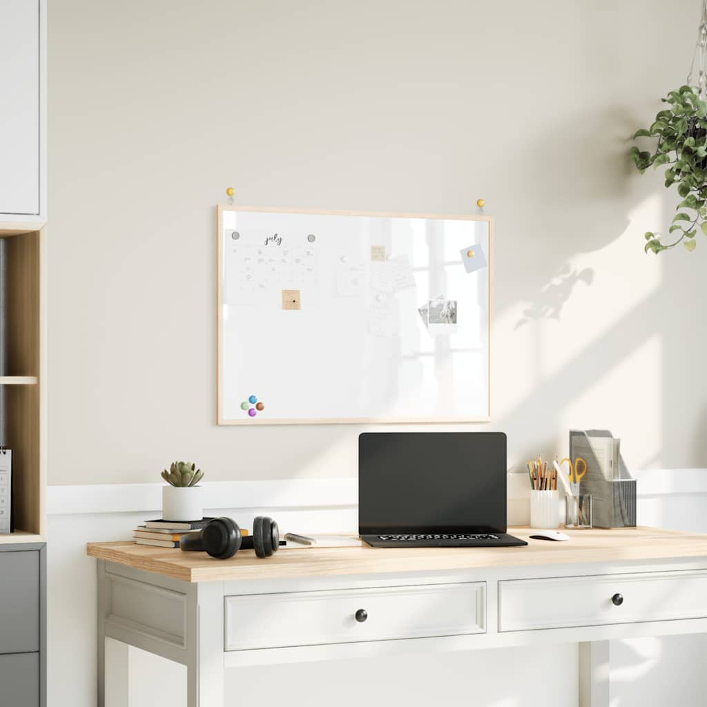 vidaXL Tablica magnetyczna z ramą z litego drewna sosnowego 80x55 cm