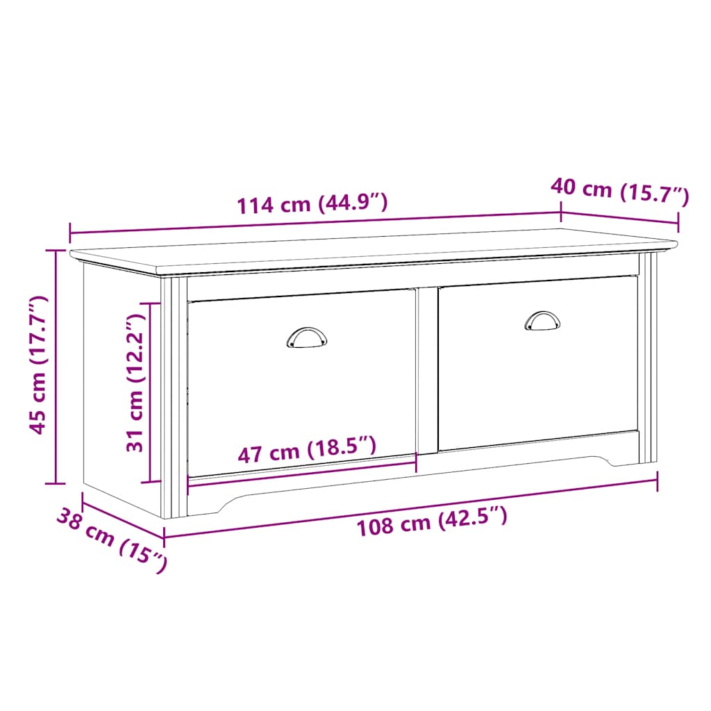 vidaXL Ławka do przedpokoju, BODO, biała, 114x40x45 cm
