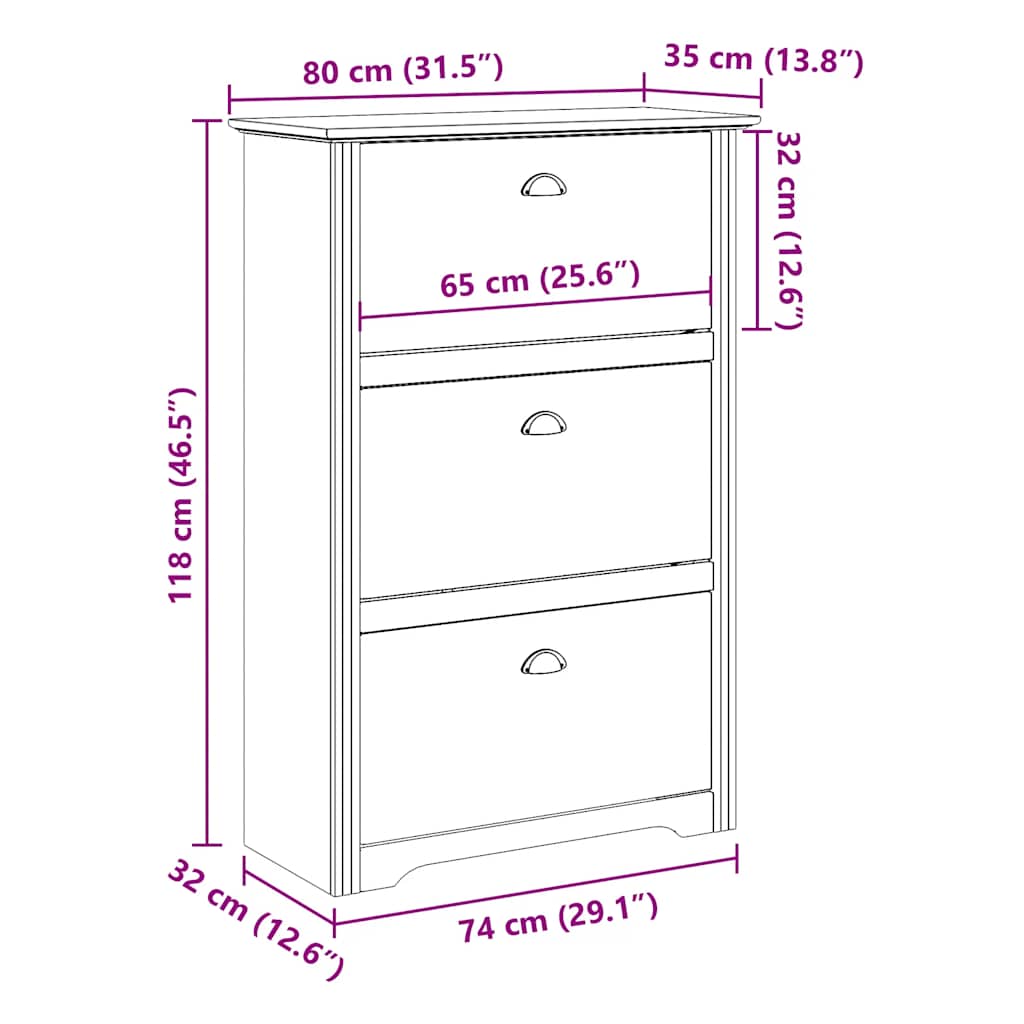 vidaXL Stojak na buty, BODO, biała, 80x35x118 cm
