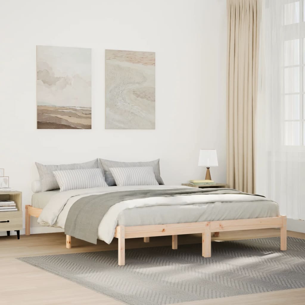 vidaXL Dłuższe łóżko bez materaca, 140x210 cm, lite drewno sosnowe