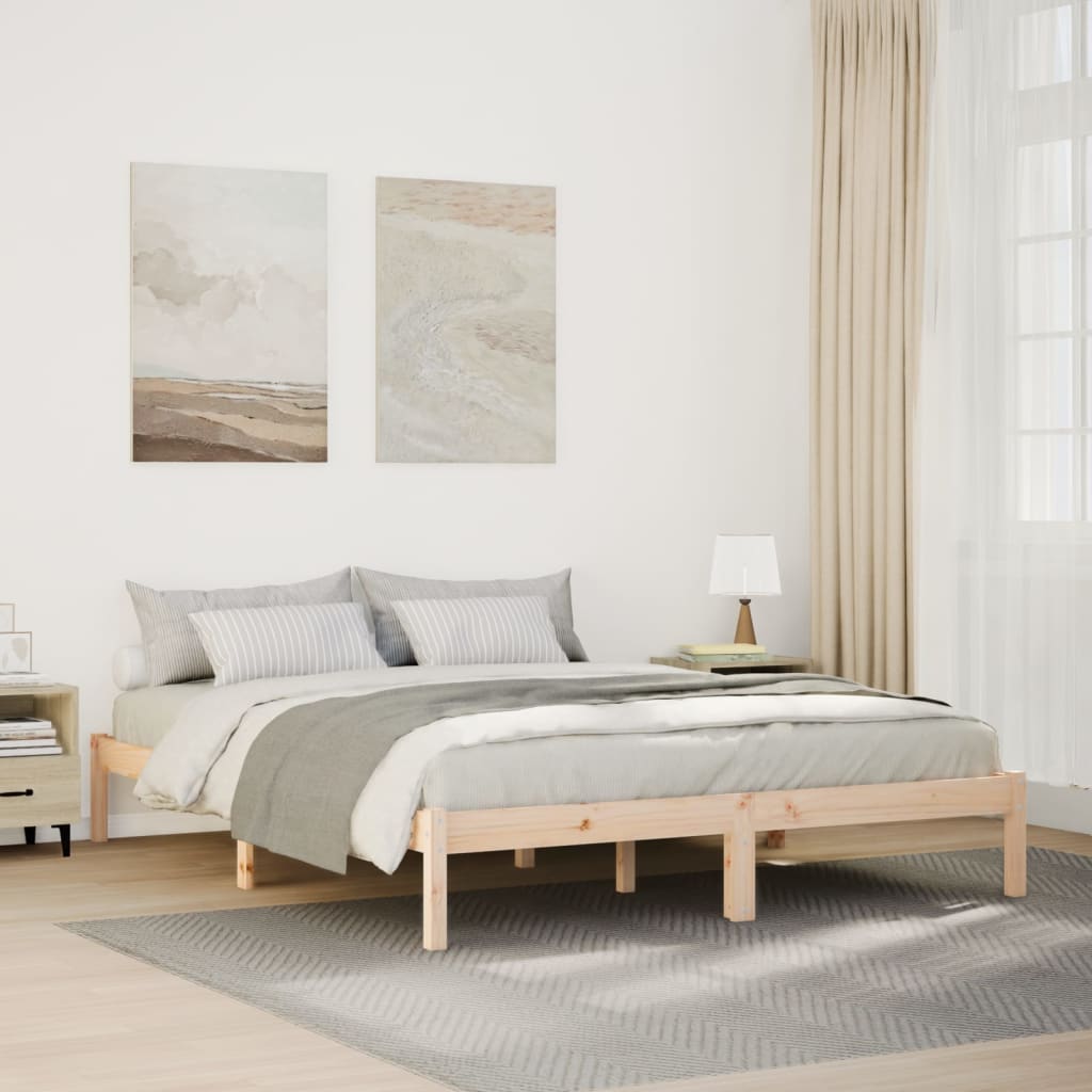 vidaXL Dłuższe łóżko bez materaca, 160x210 cm, lite drewno sosnowe