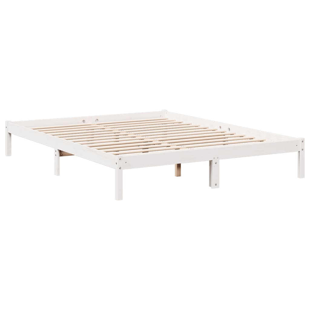 vidaXL Dłuższe łóżko bez materaca, białe, 140x220 cm, drewno sosnowe