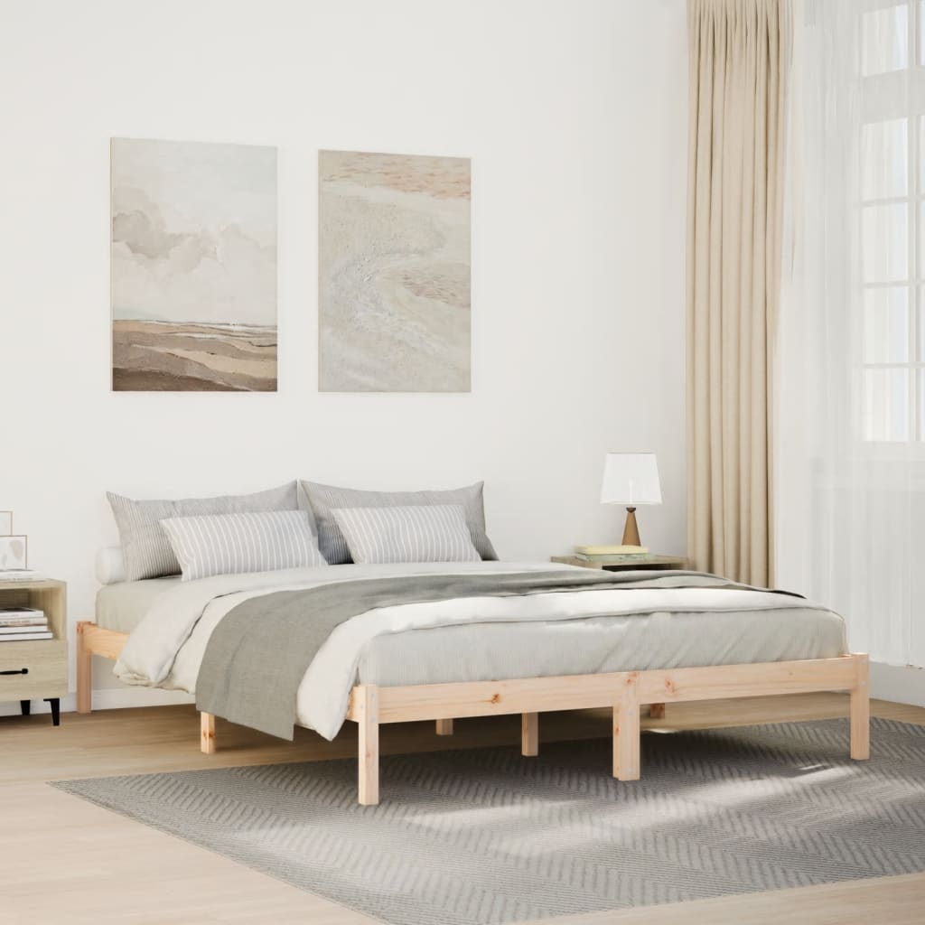 vidaXL Dłuższe łóżko bez materaca, 160x220 cm, lite drewno sosnowe
