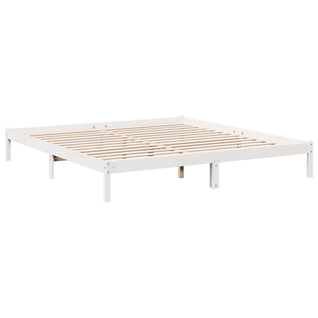 vidaXL Dłuższe łóżko bez materaca, białe, 200x220 cm, drewno sosnowe