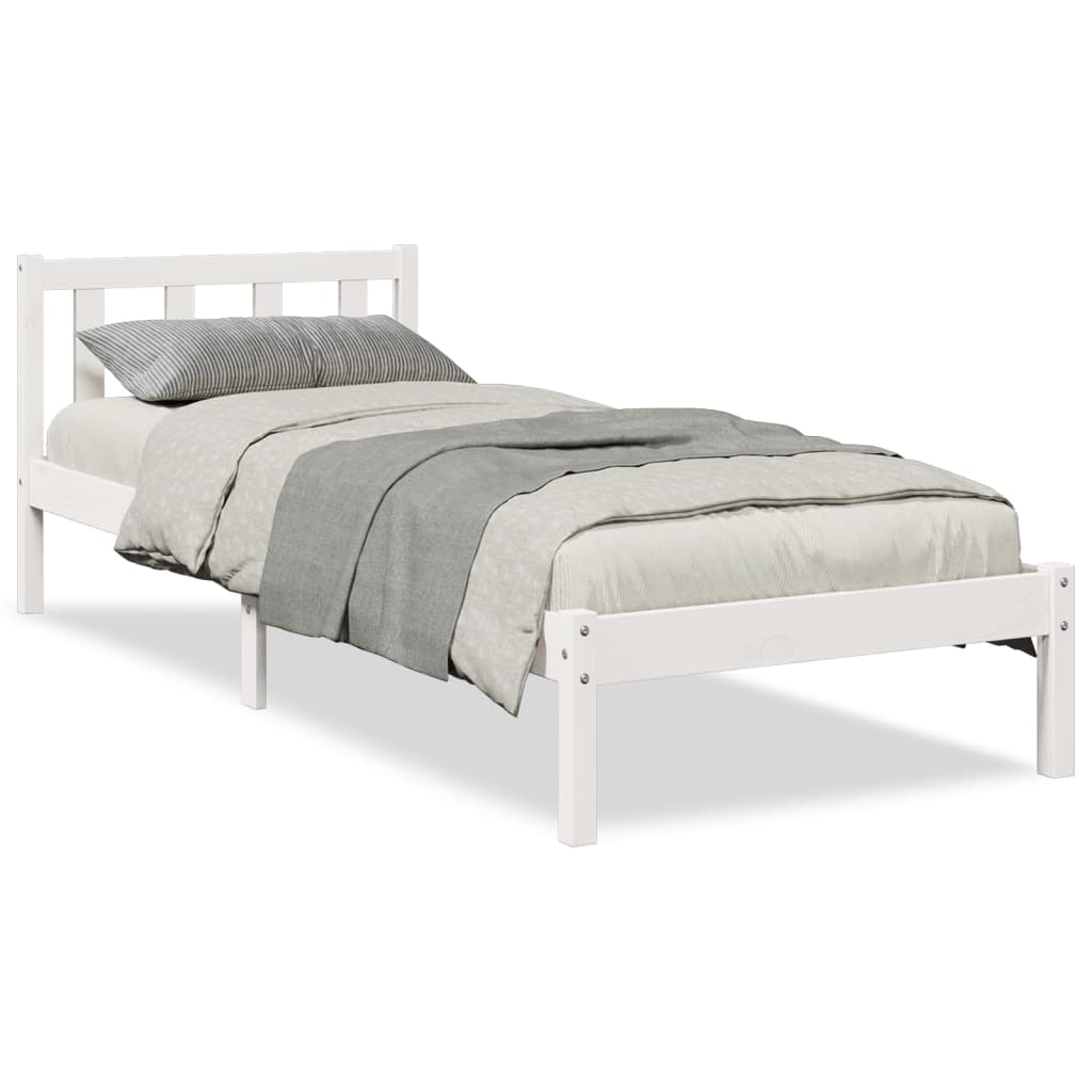 vidaXL Dłuższe łóżko bez materaca, białe, 80x210 cm, drewno sosnowe