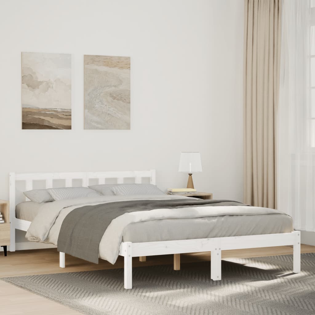 vidaXL Dłuższe łóżko bez materaca, białe, 160x210 cm, drewno sosnowe