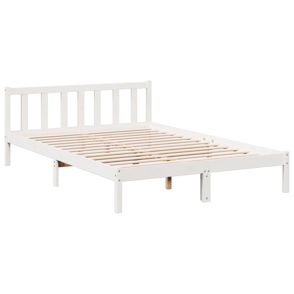 vidaXL Dłuższe łóżko bez materaca, białe, 140x220 cm, drewno sosnowe