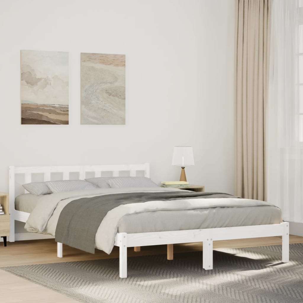 vidaXL Dłuższe łóżko bez materaca, białe, 140x220 cm, drewno sosnowe
