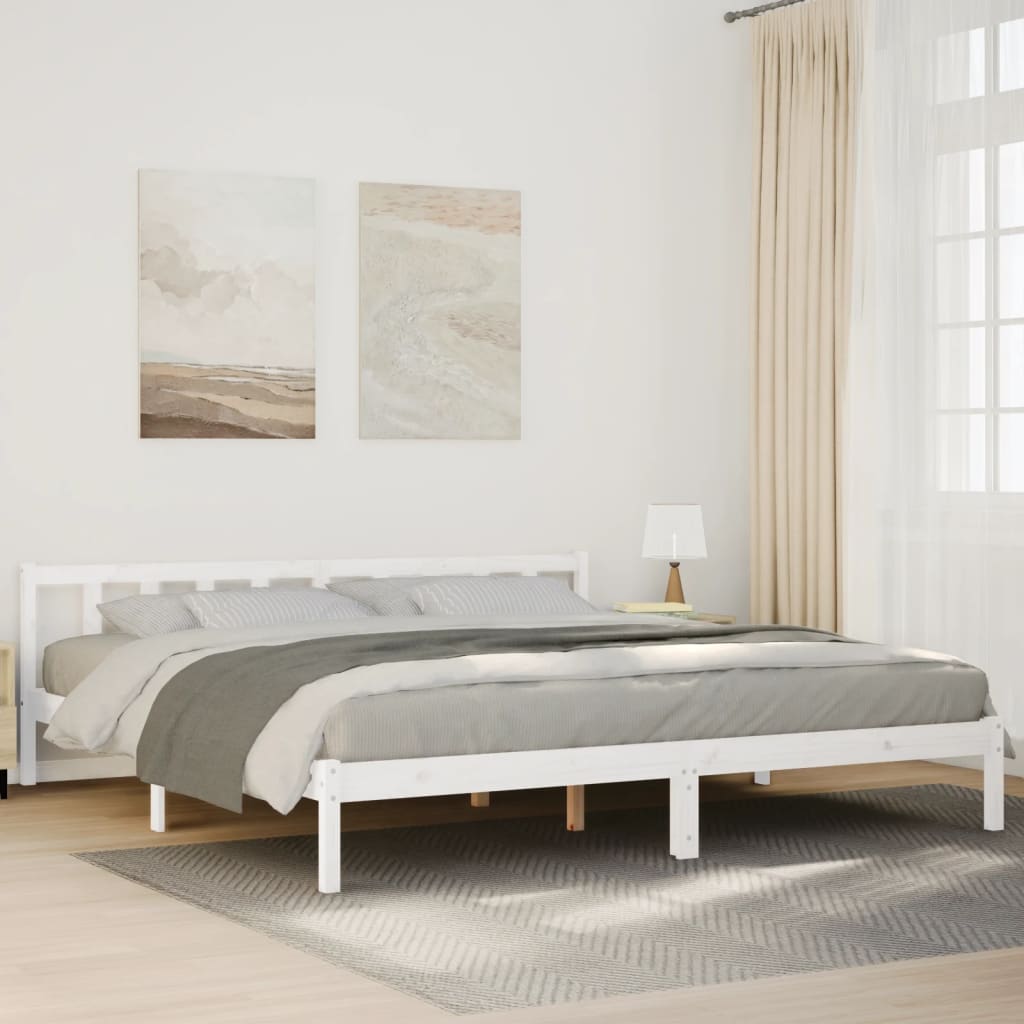vidaXL Dłuższe łóżko bez materaca, białe, 180x220 cm, drewno sosnowe