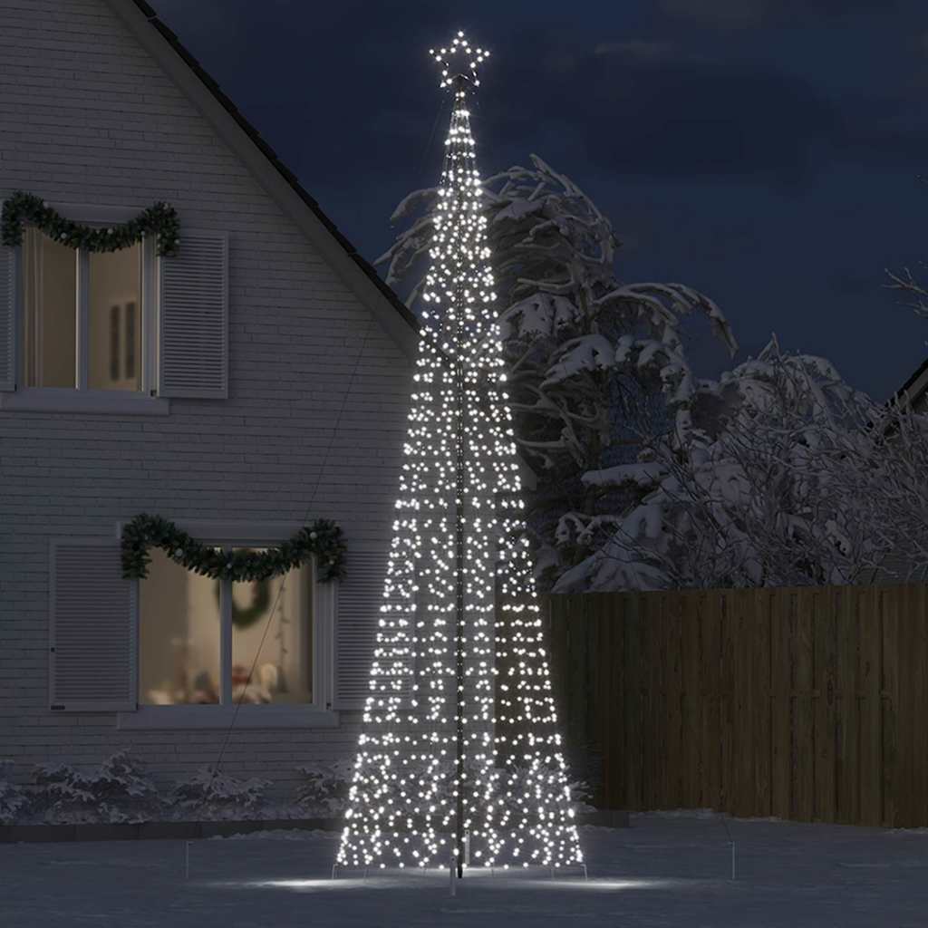 vidaXL Choinka świąteczna LED kolcami 1534 diody LED Zimna biel 500 cm