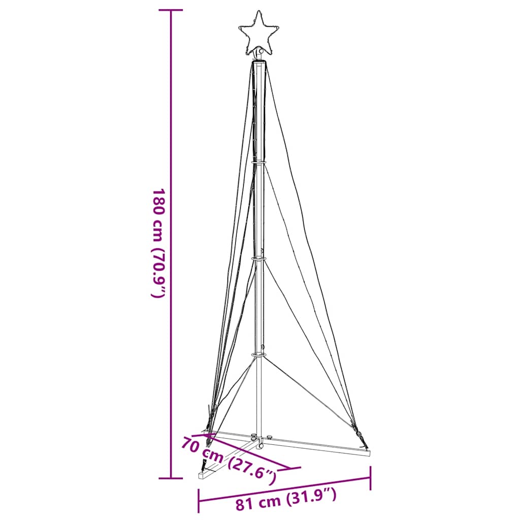 vidaXL Choinka LED 363 diody LED Zimna biel 182 cm