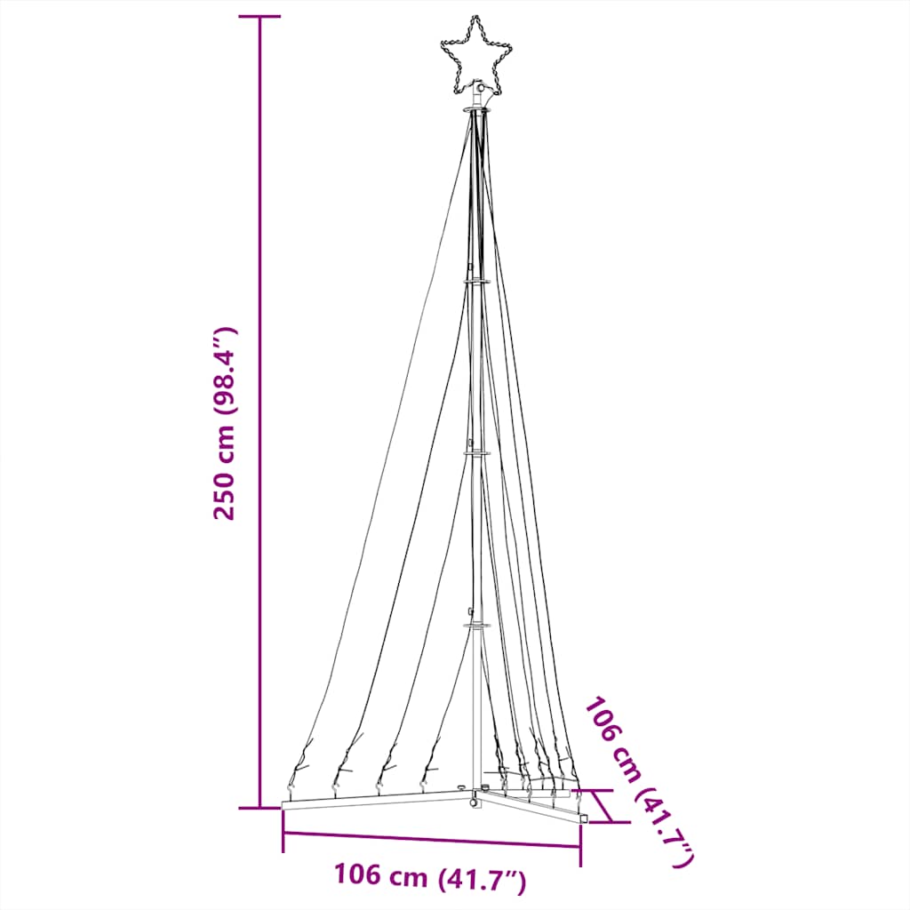 vidaXL Choinka LED 447 LED Zimna biel 250 cm