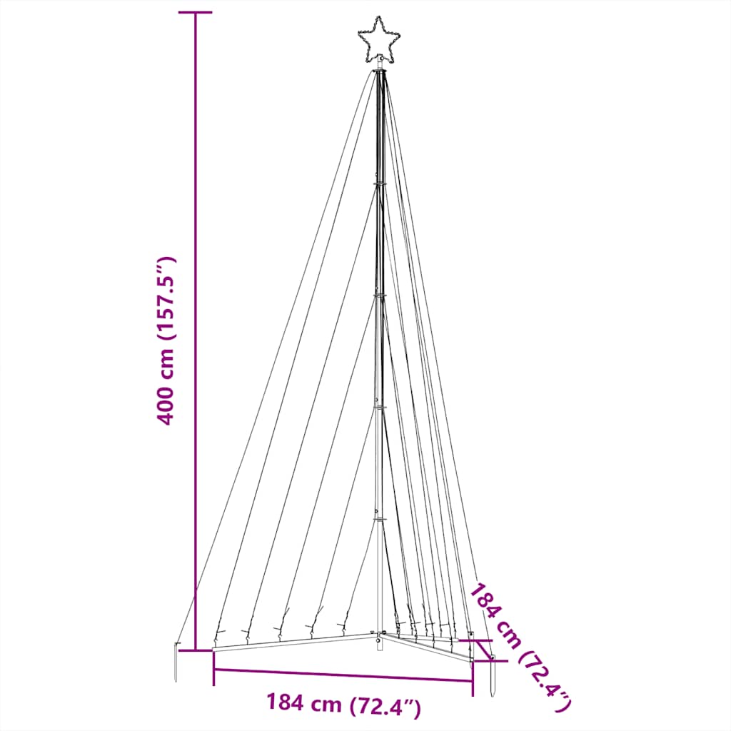 vidaXL Choinka LED 570 LEDs Ciepła biel 399 cm