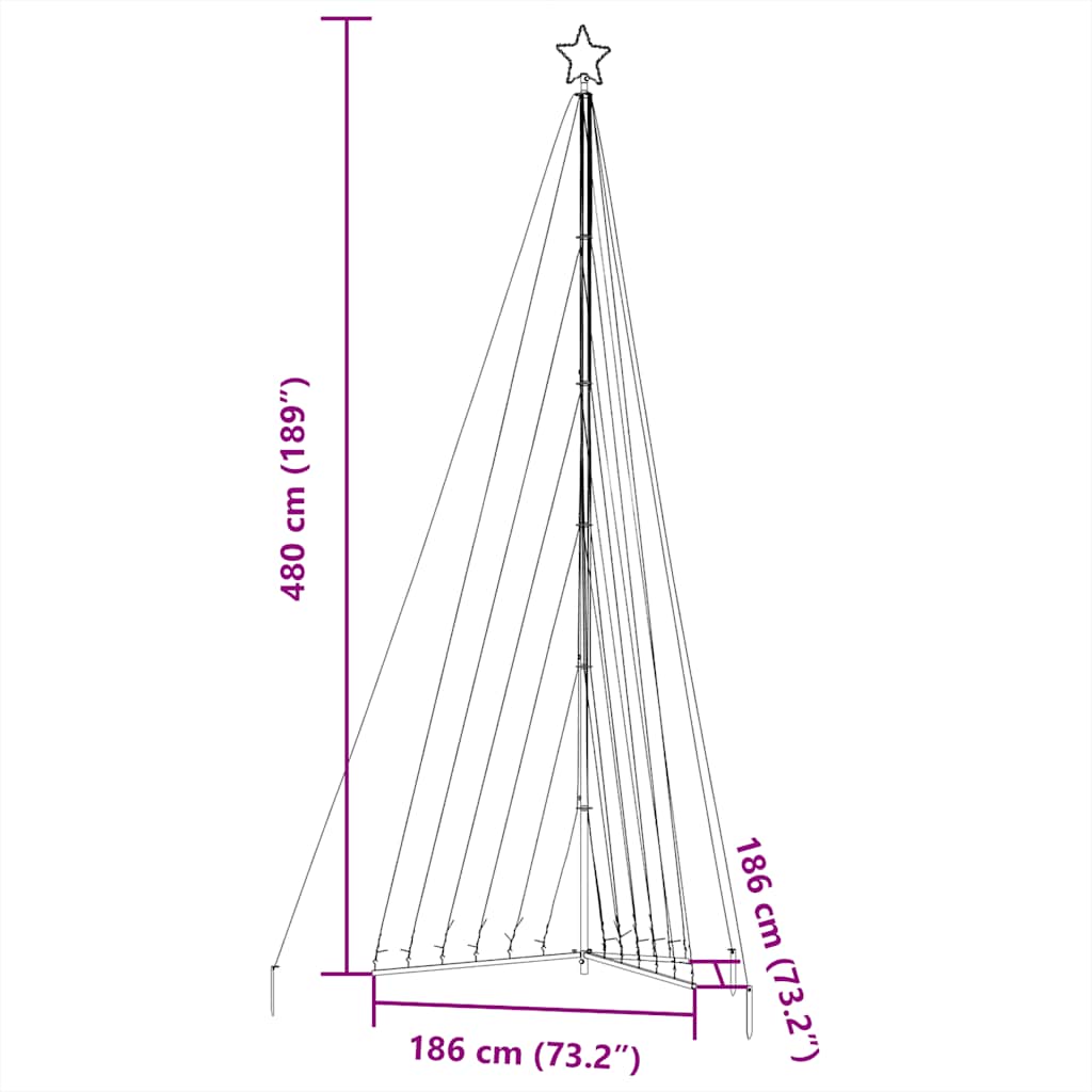 vidaXL Choinka LED 789 LED Zimna biel 476 cm