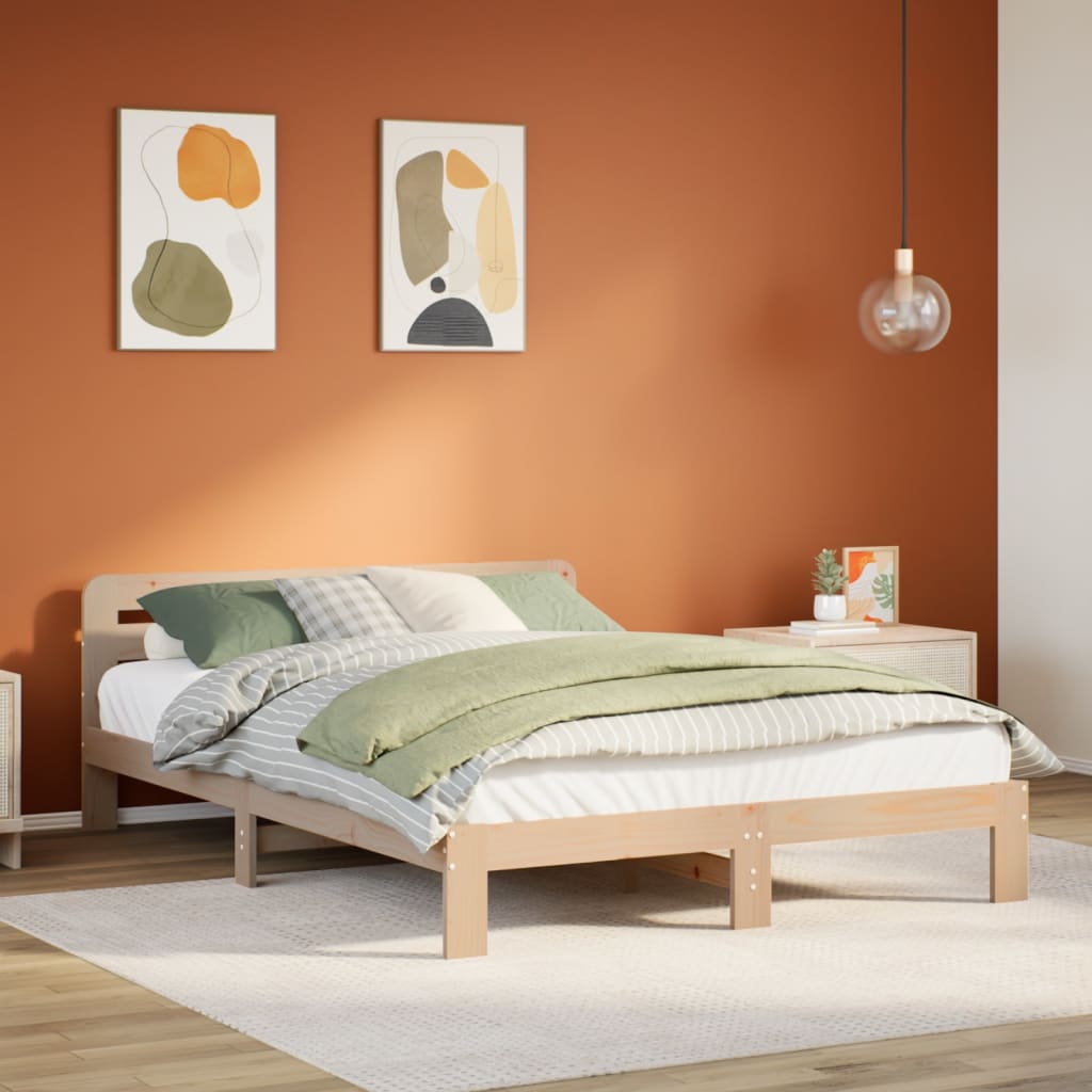vidaXL Rama łóżka bez materaca, 150x200 cm, lite drewno sosnowe