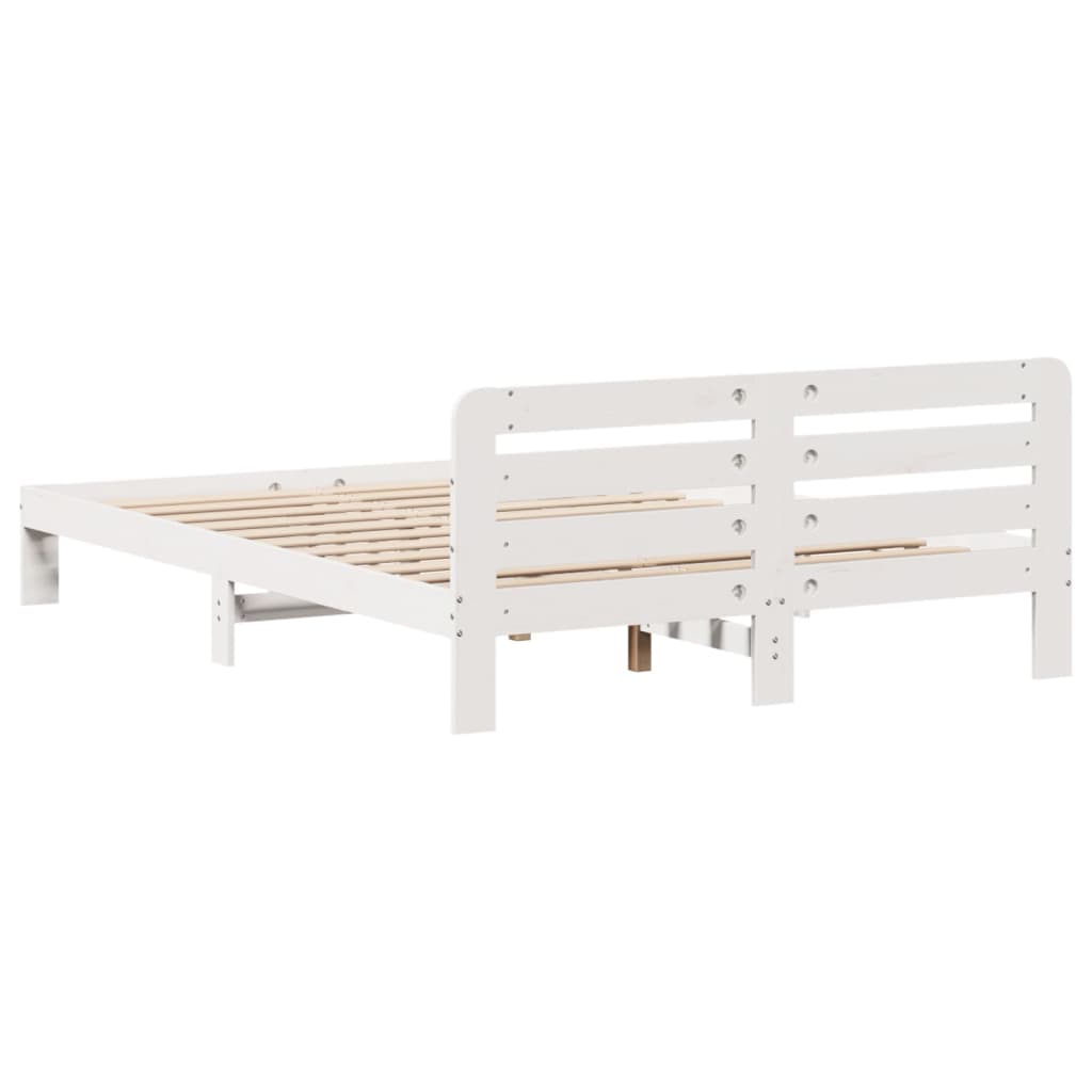 vidaXL Rama łóżka bez materaca, biała, 150x200 cm, lite drewno sosnowe