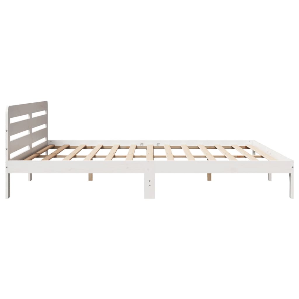 vidaXL Łóżko bez materaca, białe, 200x200 cm, lite drewno sosnowe