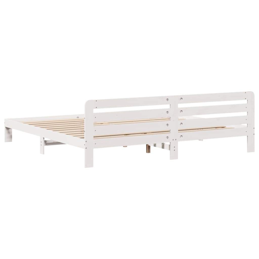 vidaXL Łóżko bez materaca, białe, 200x200 cm, lite drewno sosnowe