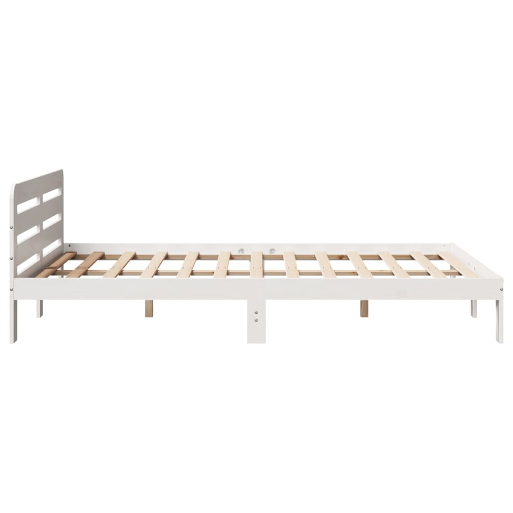 vidaXL Rama łóżka bez materaca, biała, 135x190 cm, lite drewno sosnowe
