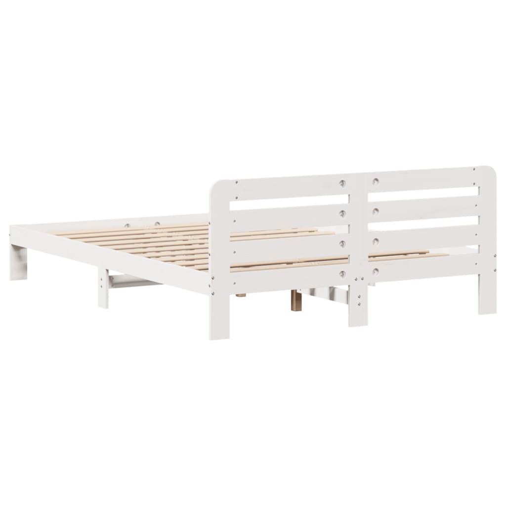 vidaXL Rama łóżka bez materaca, biała, 135x190 cm, lite drewno sosnowe