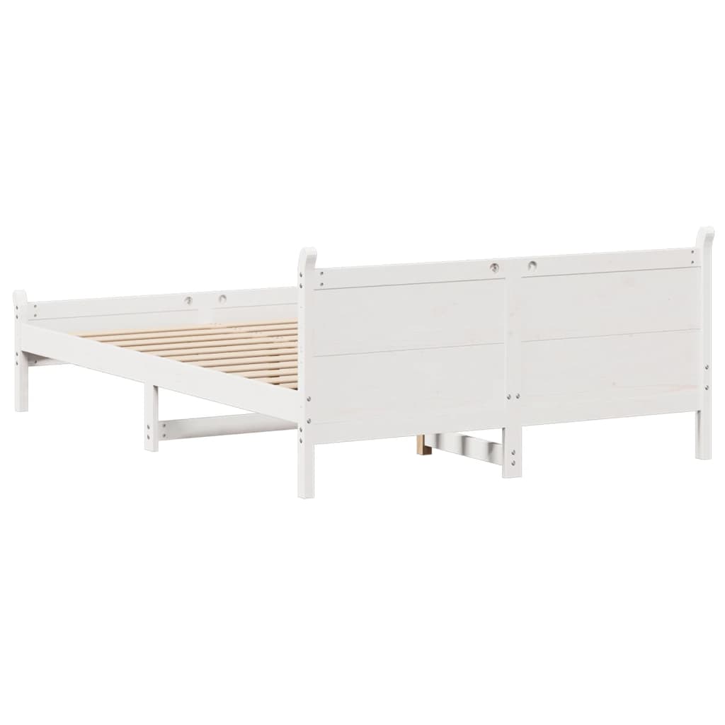 vidaXL Rama łóżka bez materaca, biała, 160x200 cm, lite drewno sosnowe