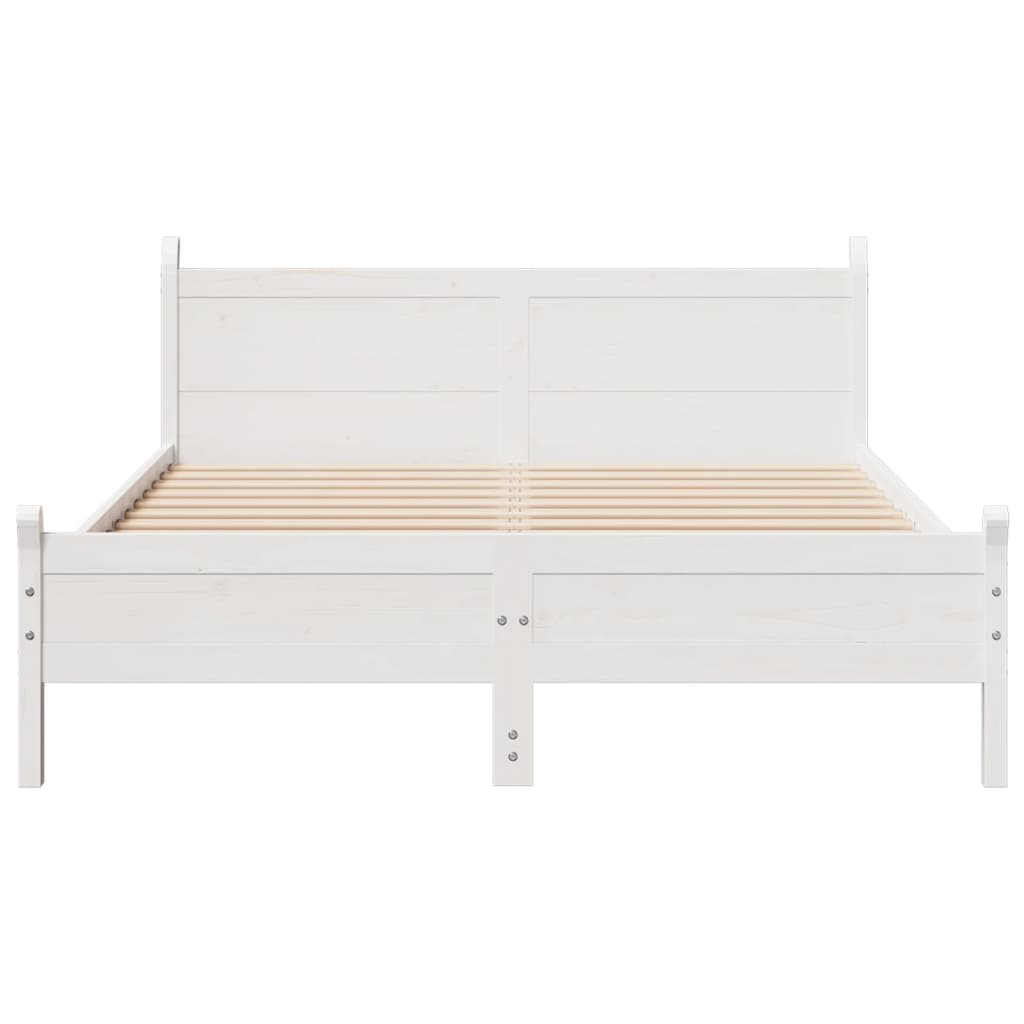 vidaXL Rama łóżka bez materaca, biała, 150x200 cm, lite drewno sosnowe