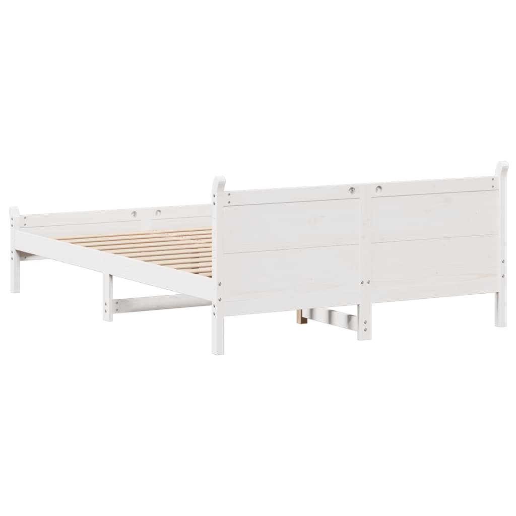 vidaXL Rama łóżka bez materaca, biała, 150x200 cm, lite drewno sosnowe