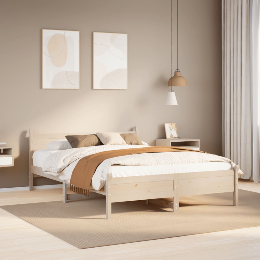 vidaXL Rama łóżka bez materaca, 140x200 cm, lite drewno sosnowe