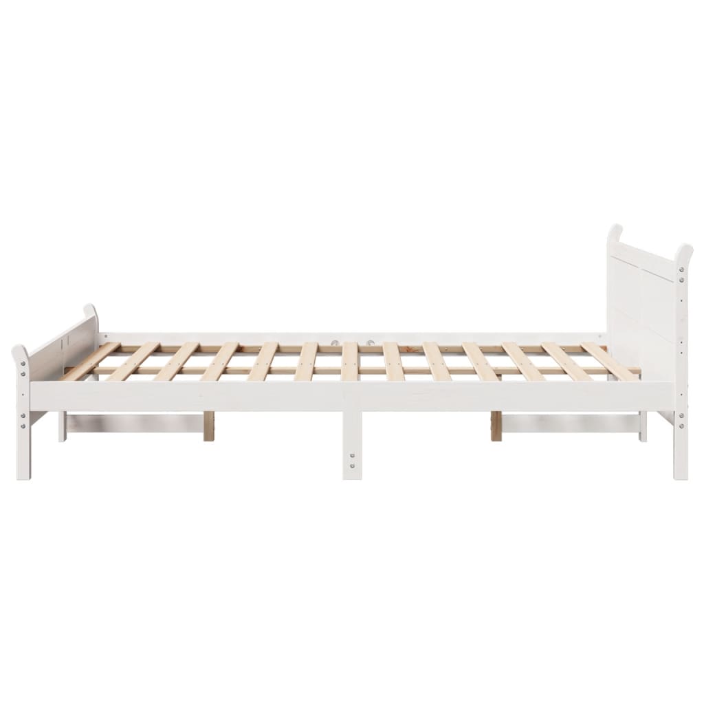 vidaXL Rama łóżka bez materaca, biała, 140x190 cm, lite drewno sosnowe