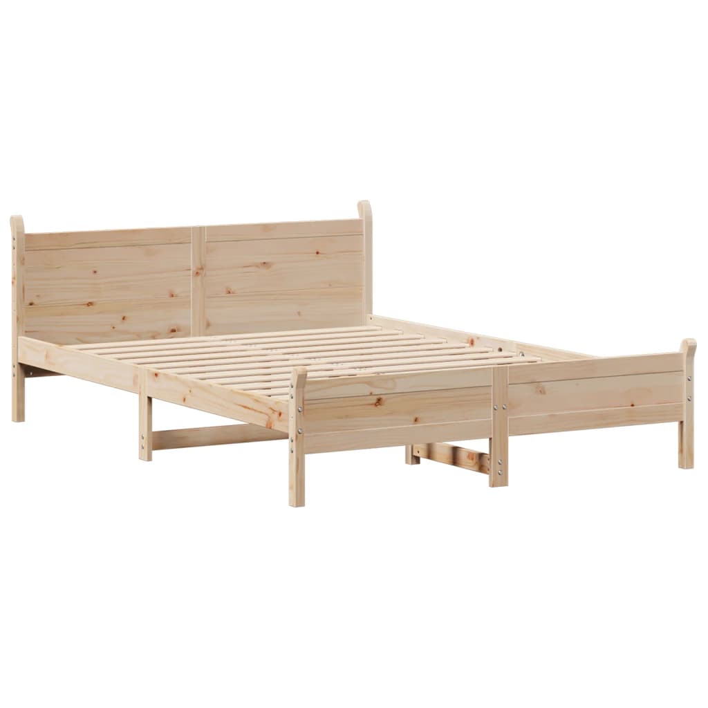 vidaXL Rama łóżka bez materaca, 135x190 cm, lite drewno sosnowe