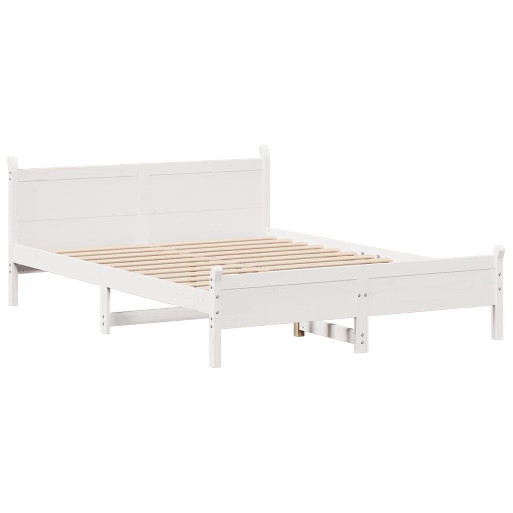 vidaXL Rama łóżka bez materaca, biała, 135x190 cm, lite drewno sosnowe
