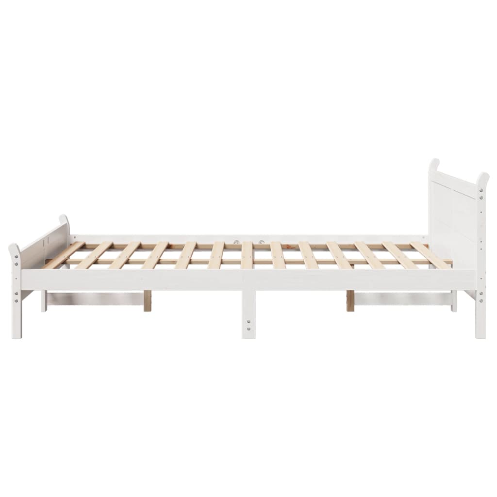 vidaXL Rama łóżka bez materaca, biała, 135x190 cm, lite drewno sosnowe