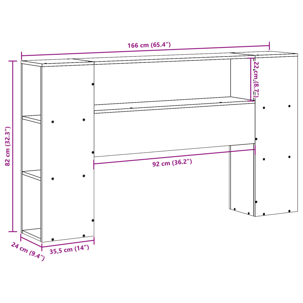 vidaXL Wezgłowie do łóżka, z półkami, białe, 160 cm, drewno sosnowe