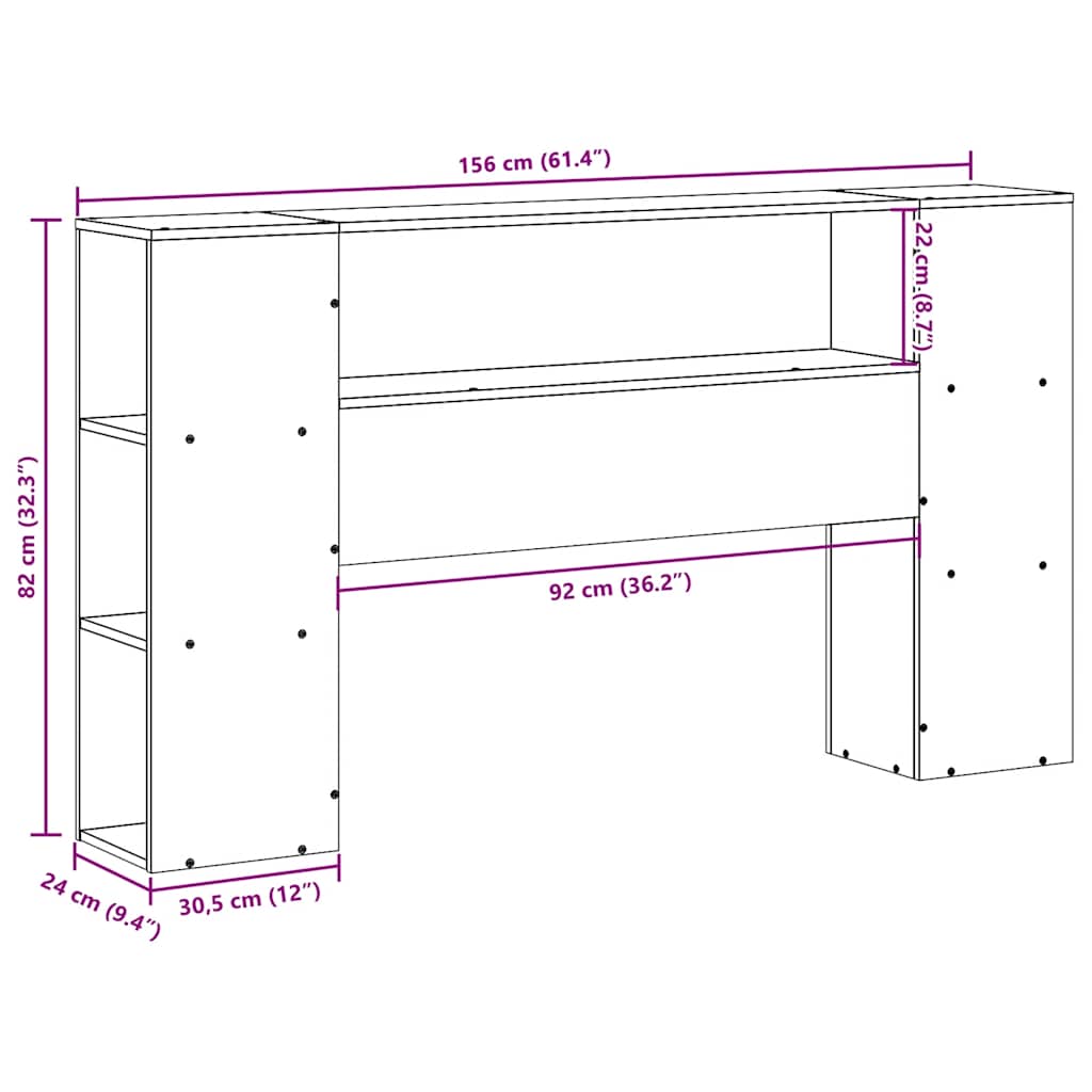 vidaXL Wezgłowie do łóżka, z półkami, białe, 150 cm, drewno sosnowe