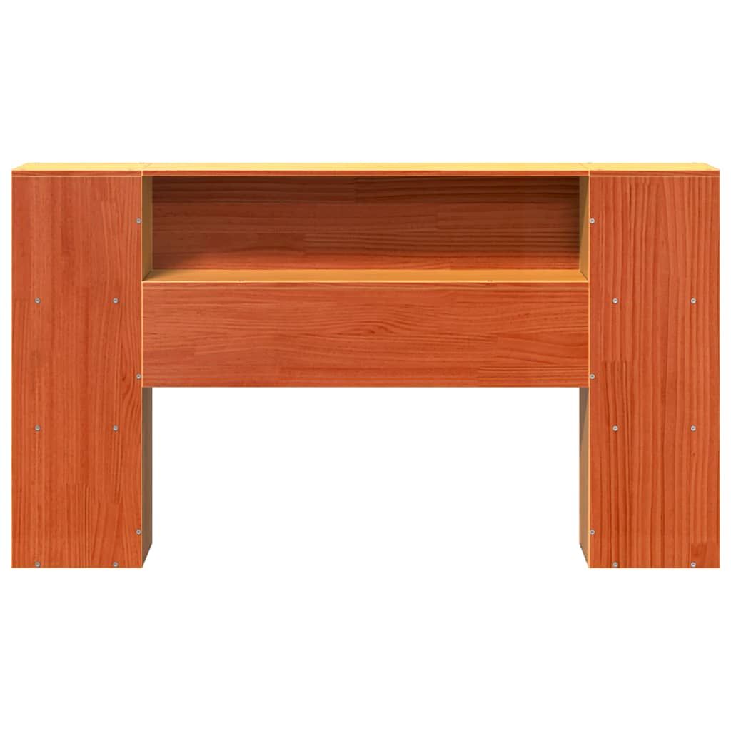 vidaXL Wezgłowie do łóżka, z półkami, woskowy brąz, 150 cm, sosnowe