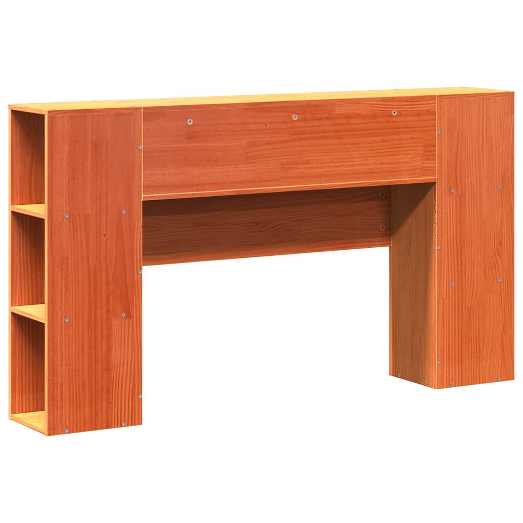 vidaXL Wezgłowie do łóżka, z półkami, woskowy brąz, 150 cm, sosnowe