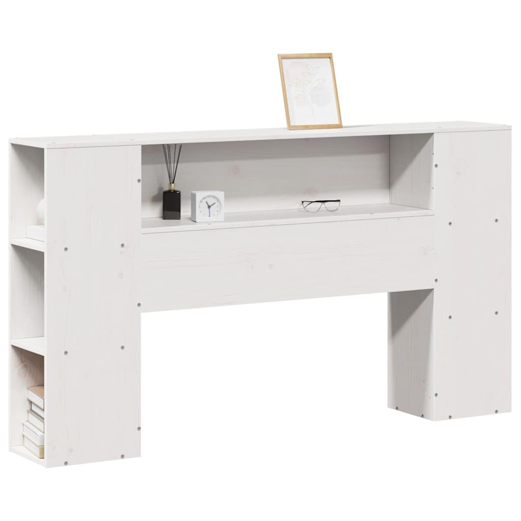 vidaXL Wezgłowie do łóżka, z półkami, białe, 140 cm, drewno sosnowe