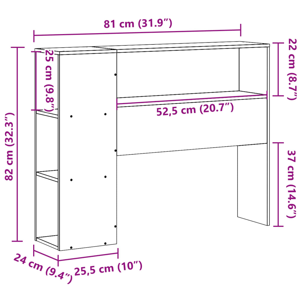 vidaXL Wezgłowie do łóżka, z półkami, białe, 75 cm, drewno sosnowe
