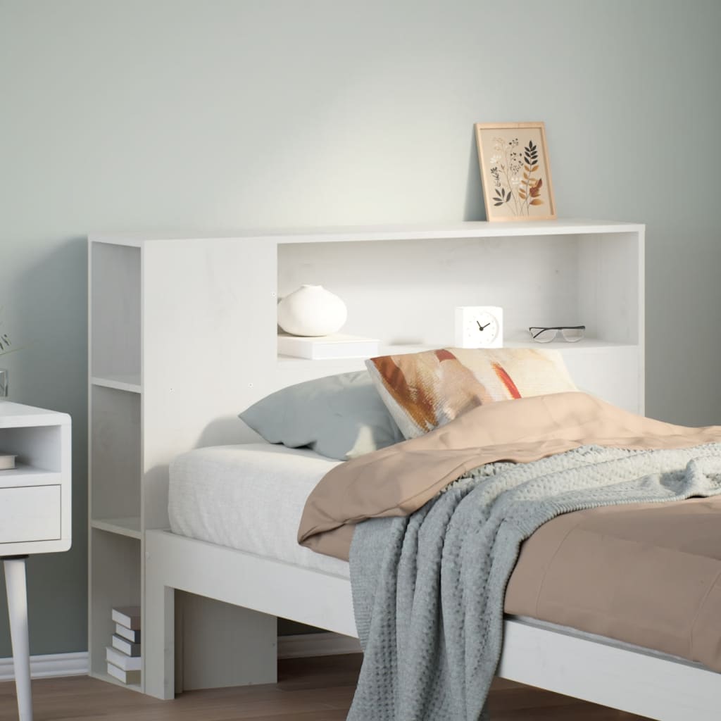 vidaXL Wezgłowie do łóżka, z półkami, białe, 75 cm, drewno sosnowe