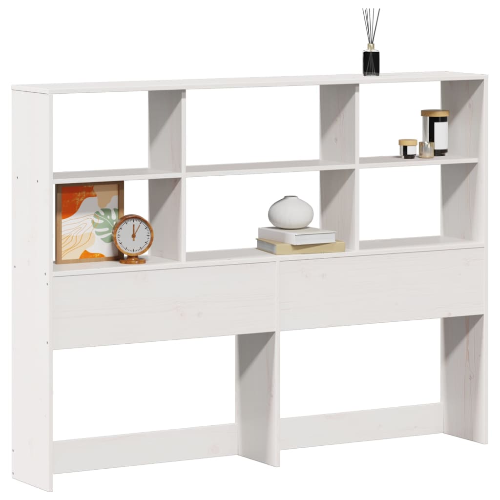 vidaXL Wezgłowie do łóżka, z półkami, białe, 140 cm, drewno sosnowe