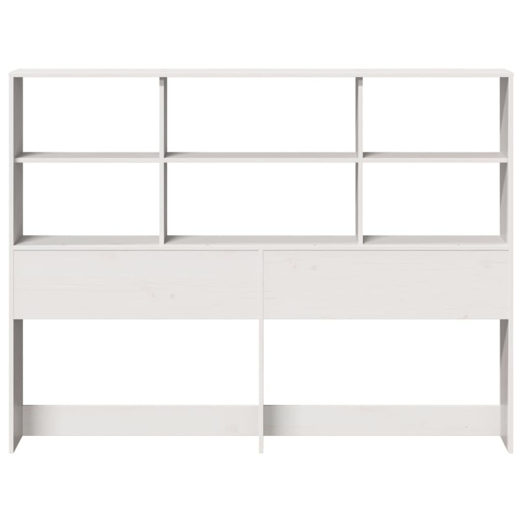 vidaXL Wezgłowie do łóżka, z półkami, białe, 140 cm, drewno sosnowe