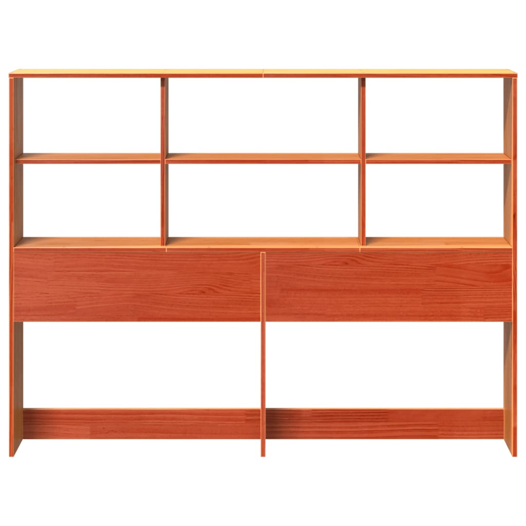 vidaXL Wezgłowie do łóżka, z półkami, woskowy brąz, 140 cm, sosnowe