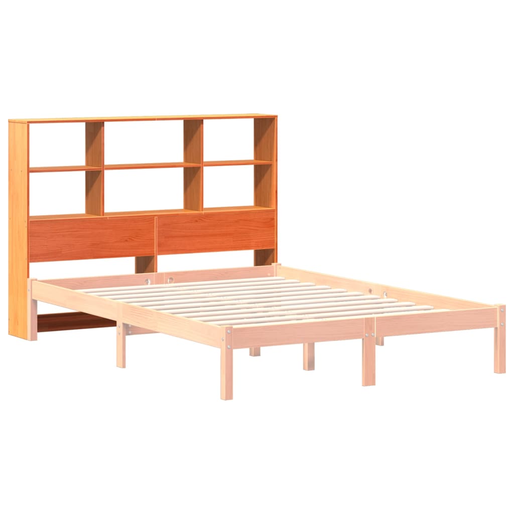 vidaXL Wezgłowie do łóżka, z półkami, woskowy brąz, 120 cm, sosnowe